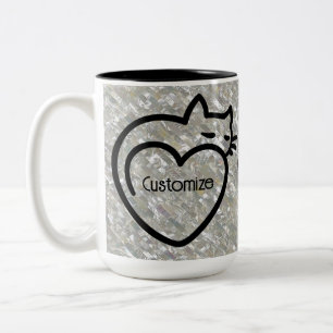 Tasse 2 Couleurs Logo noir personnalisé amour de chats
