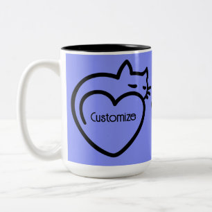 Tasse 2 Couleurs Logo noir personnalisé amour de chats