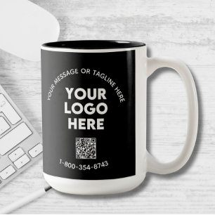 Tasse 2 Couleurs Logo personnalisé du message d'entreprise Code QR