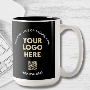 Tasse 2 Couleurs Logo personnalisé du message d'entreprise Code QR