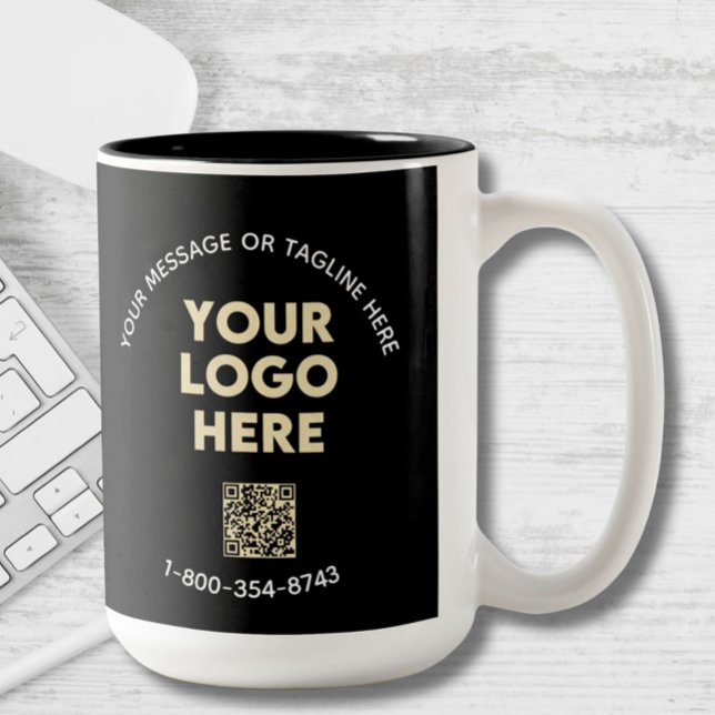 Tasse 2 Couleurs Logo personnalisé du message d'entreprise Code QR (Créateur téléchargé)
