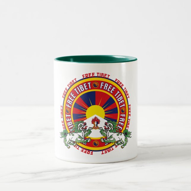 Tasse 2 Couleurs Logo rond libre du Thibet (Centre)