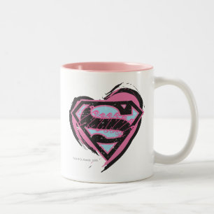 Tasse 2 Couleurs Logo rose de Supergirl au coeur