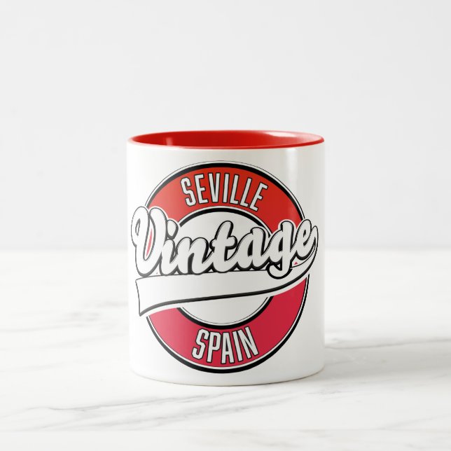 Tasse 2 Couleurs logo Séville Espagne style rétro (Centre)