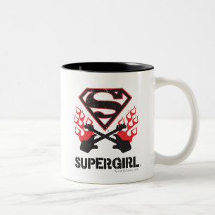 Tasse 2 Couleurs Logo Supergirl Black Flaming Guitares