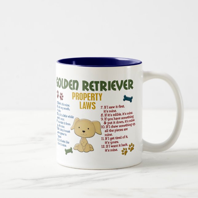 Tasse 2 Couleurs Lois 4 de propriété de golden retriever (Droit)