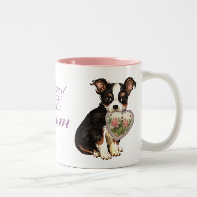 Tasse 2 Couleurs Long manteau Chihuahua Coeur Maman (Droit)