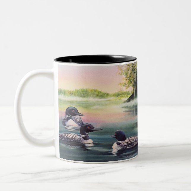 Tasse 2 Couleurs Loons nord-américaines sur l'art des aquarelles du (Gauche)