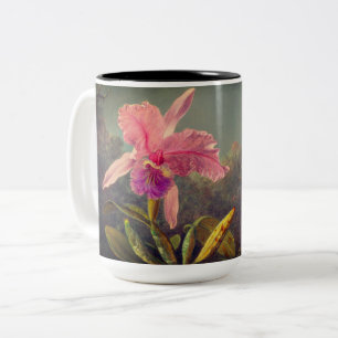 Tasse 2 Couleurs L'orchidée de Cattleya et trois colibris Heade