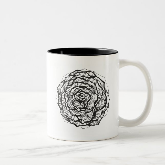 Tasse 2 Couleurs L'Ornamental abstrait s'est levé (Droit)