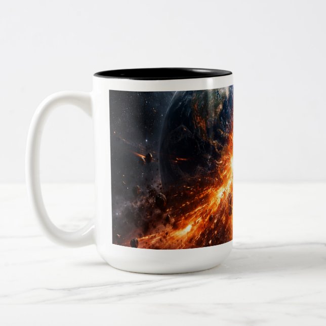 Tasse 2 Couleurs Lorsque Deux Planètes Collident (Gauche)