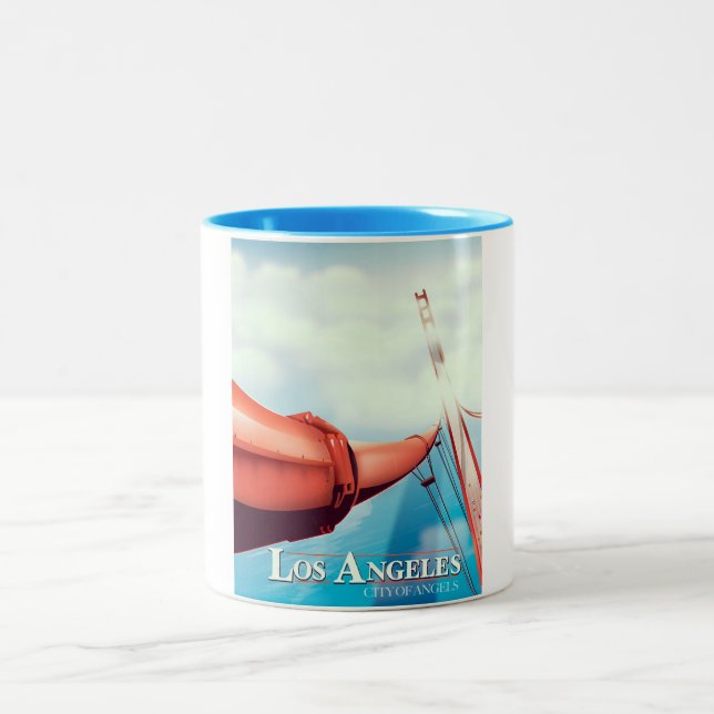 Tasse 2 Couleurs Los Angeles "ville des Anges" affiche de vacances. (Centre)