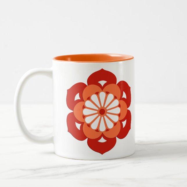 Tasse 2 Couleurs Lotus Flower Mandala, Mandarin Orange (Gauche)
