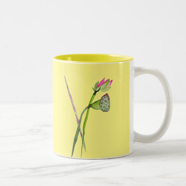 Tasse 2 Couleurs Lotus rose Fleur Zen Art bouddhiste (Droit)