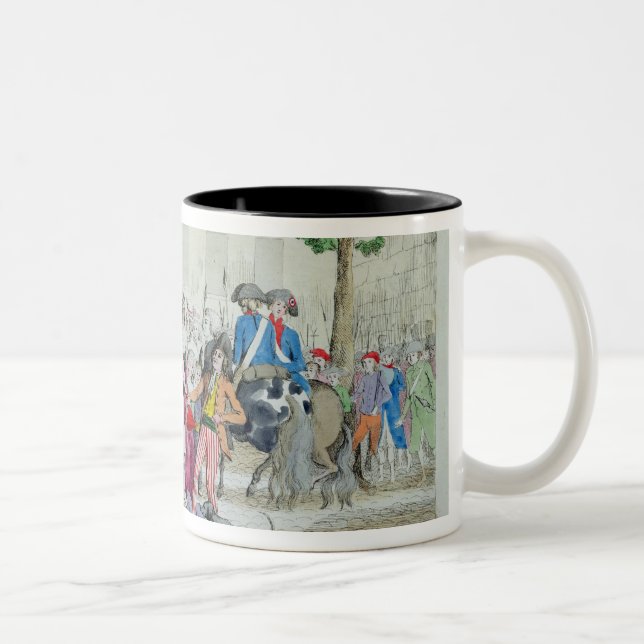 Tasse 2 Couleurs Louis XVI et sa famille portés au temple (Droit)