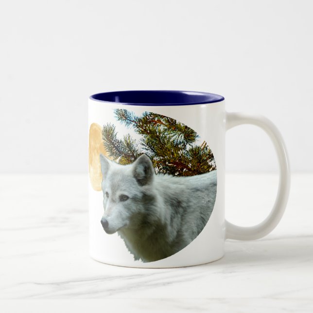 TASSE 2 COULEURS LOUP BLANC AVEC LA LUNE (Droit)