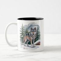 Loup d'hiver rétro à l'aquarelle 90's Nature sauva