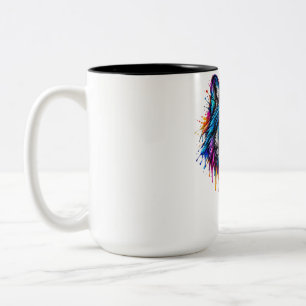 Tasse 2 Couleurs Loup Tête Arc-en-Ciel Néon – Art Éclaboussure Colo