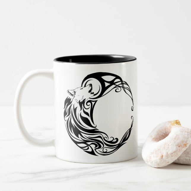 Tasse 2 Couleurs Loup tribal (Avec donut)