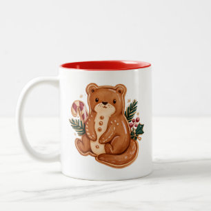 Tasse 2 Couleurs Loutre pain d'épices rétro avec canne de bonbon