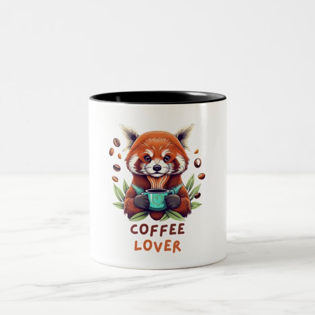Tasse 2 Couleurs Louveur de café Panda Rouge (Centre)