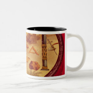 Tasse 2 Couleurs L'ovale a peint la boîte, avec des symboles de