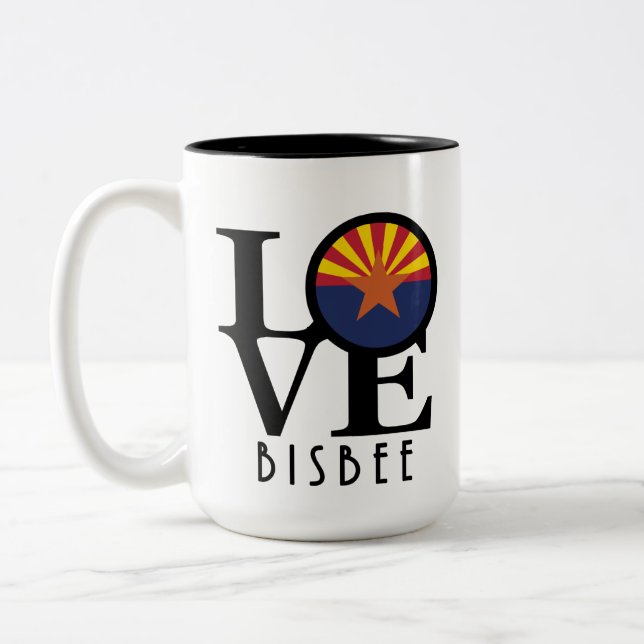 Tasse 2 Couleurs LOVE Bisbee Arizona 15oz (Gauche)