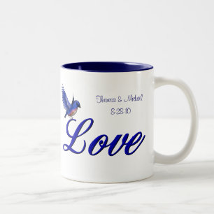 Tasse 2 Couleurs Love Bluebird Mariage personnalisé