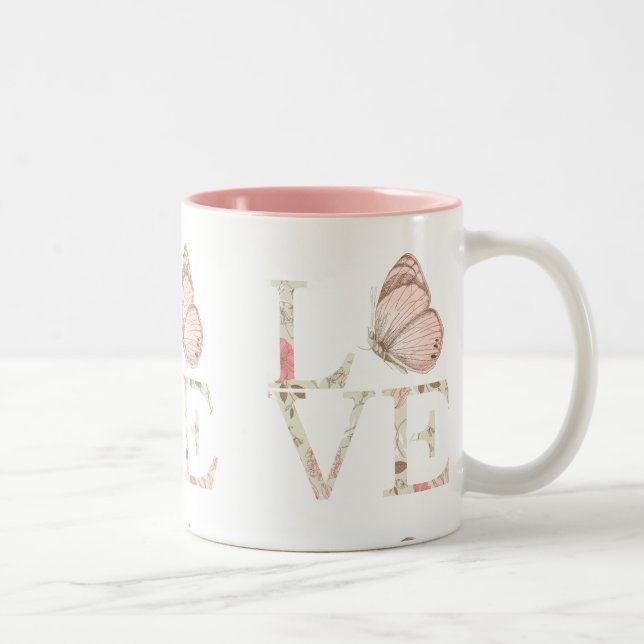 Tasse 2 Couleurs Love Butterfly Floral (Droit)