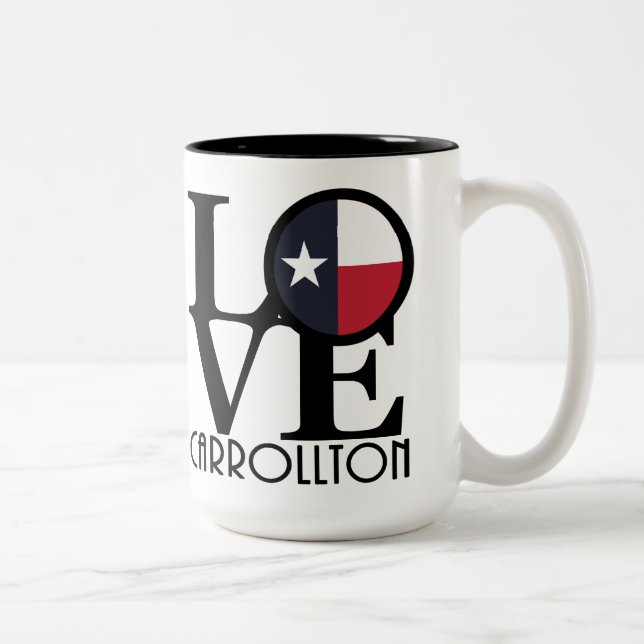 Tasse 2 Couleurs LOVE Carrollton Texas 15oz (Droit)