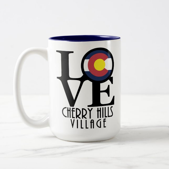 Tasse 2 Couleurs LOVE Cherry Hills Village 15oz (Gauche)