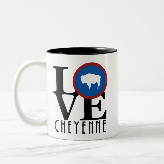 Tasse 2 Couleurs LOVE Cheyenne Wyoming 11oz (Gauche)