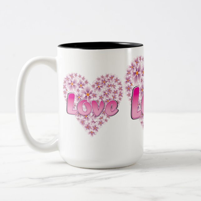 Tasse 2 Couleurs Love Daisy Coeur rose (Gauche)
