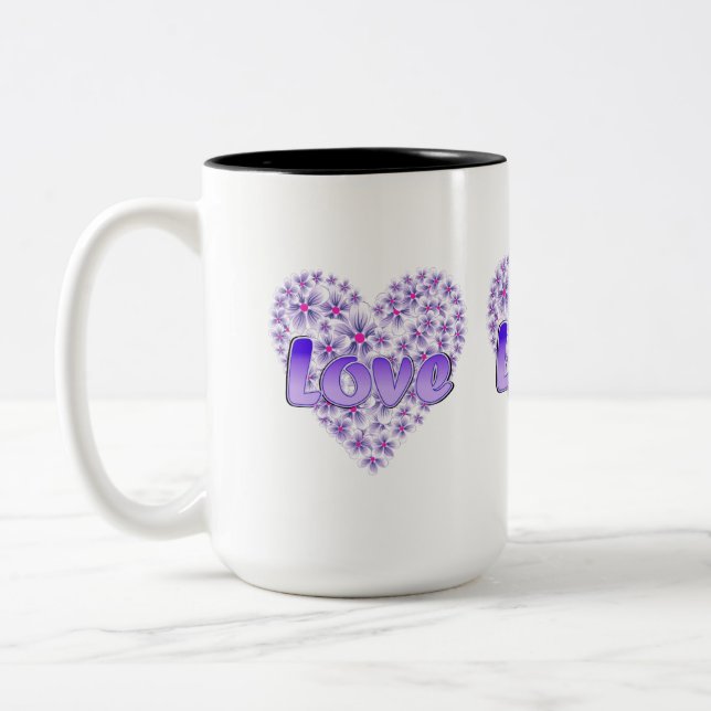 Tasse 2 Couleurs Love Daisy Heart Purple (Gauche)