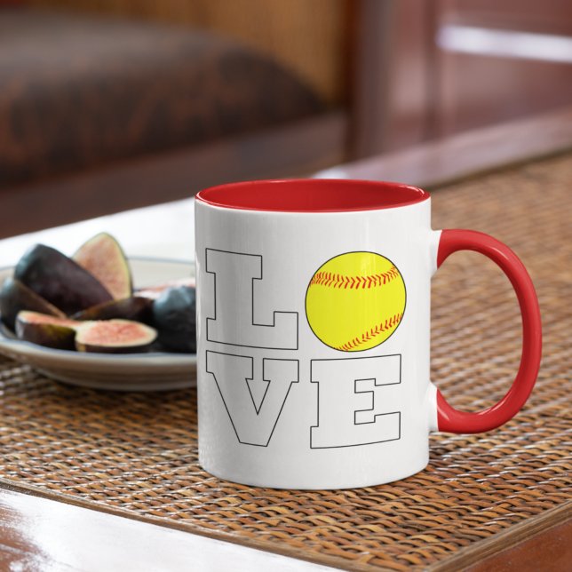 Tasse 2 Couleurs LOVE Fastpitch Softball Sports Joueur ou entraîneu (Créateur téléchargé)