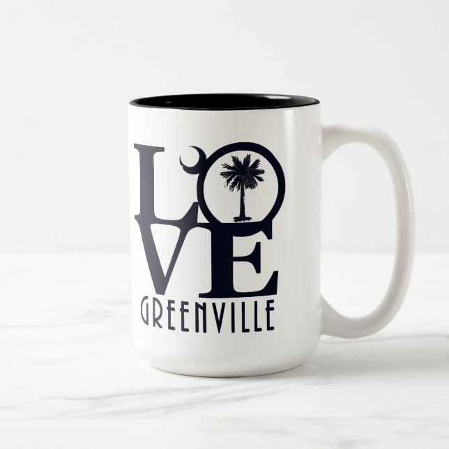 Tasse 2 Couleurs LOVE Greenville SC 15oz (Droit)
