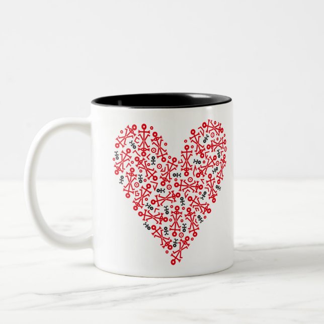 Tasse 2 Couleurs Love Heart 2012 Icône Noir et Rouge (Gauche)