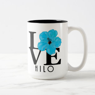 Tasse 2 Couleurs LOVE Hilo Hawaii Hibiscus bleu 15oz