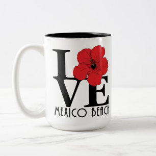 Tasse 2 Couleurs LOVE Mexico Beach 15oz Red Hibiscus
