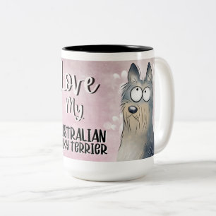 Tasse 2 Couleurs Love My Australian Silky Terrier Cartoon 15oz