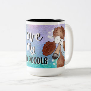 Tasse 2 Couleurs Love My Red Poodle Cartoon 15oz
