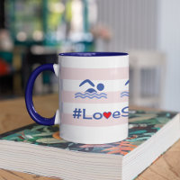 Love natation hashtag citation rayures roses