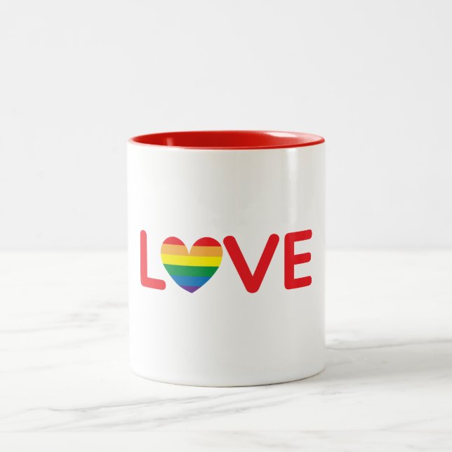Tasse 2 Couleurs Love Rainbow Heart (Centre)