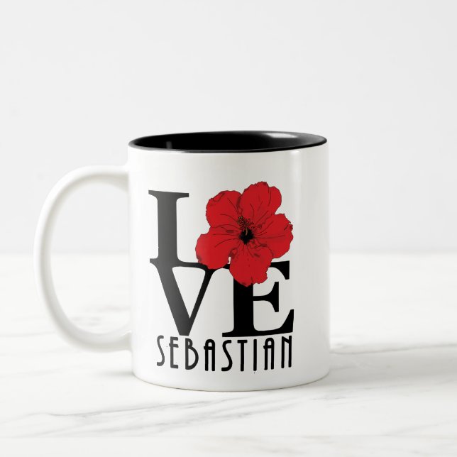 Tasse 2 Couleurs LOVE Sebastian 11oz hibiscus rouge (Gauche)