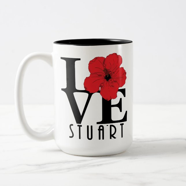 Tasse 2 Couleurs LOVE Stuart Red Hibiscus 15oz (Gauche)