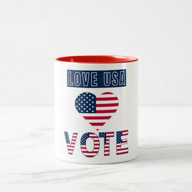 Tasse 2 Couleurs Love USA Vote (Centre)