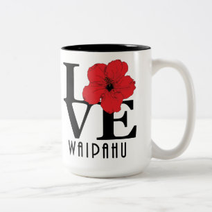 Tasse 2 Couleurs LOVE Waipahu Hawaii Red Hibiscus 15oz