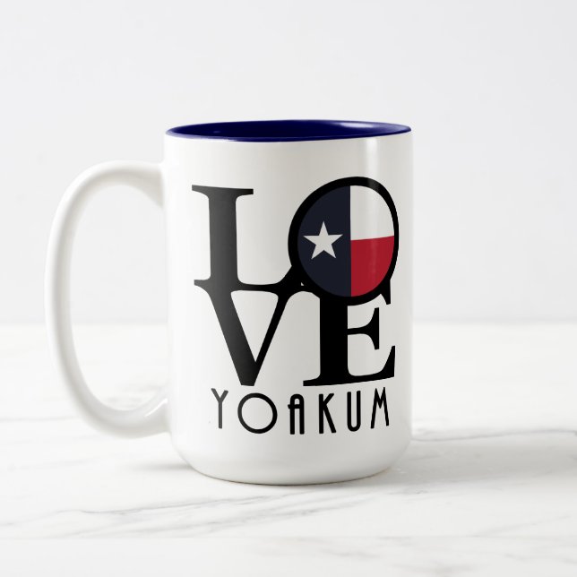 Tasse 2 Couleurs LOVE Yoakum Texas 15oz (Gauche)