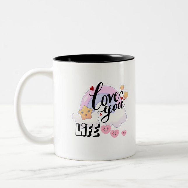 Tasse 2 Couleurs Love you life sticker  (Gauche)