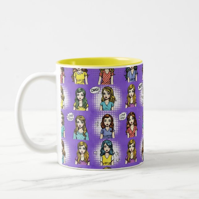 Tasse 2 Couleurs Love You, Pop Art, by Natasha Us   (Gauche)